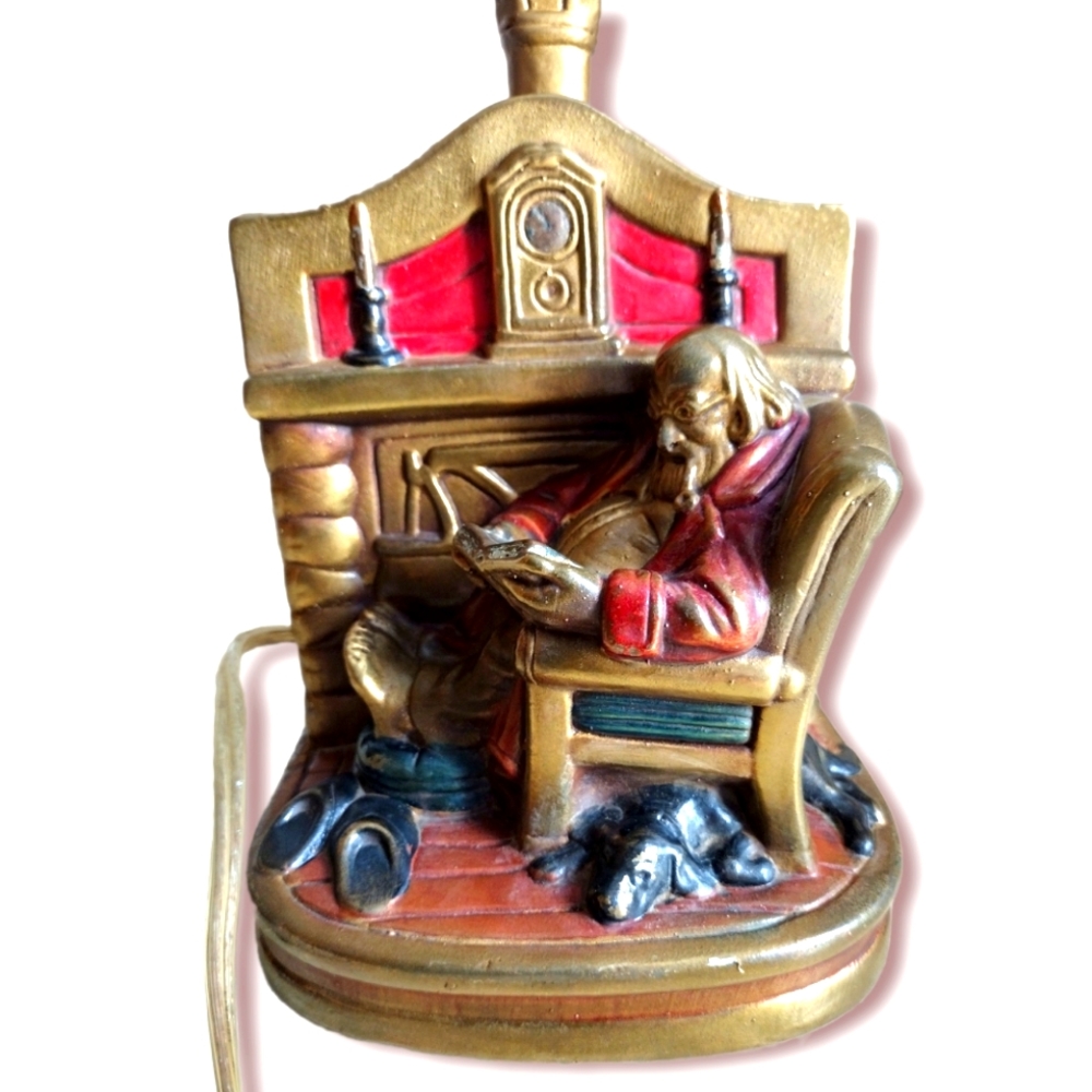 Rare 1930s fireside comfort armor bronze lamp